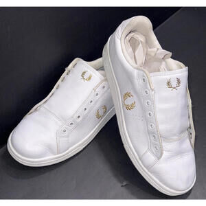 Fred Perry White Canvas Low Trainer Designer Athleisure Sneakers Shoes Womens 6‎